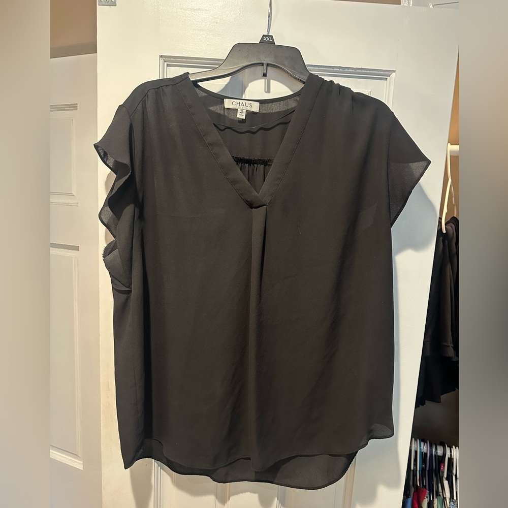 Chaus Women's Elegant Black V-Neck Blouse